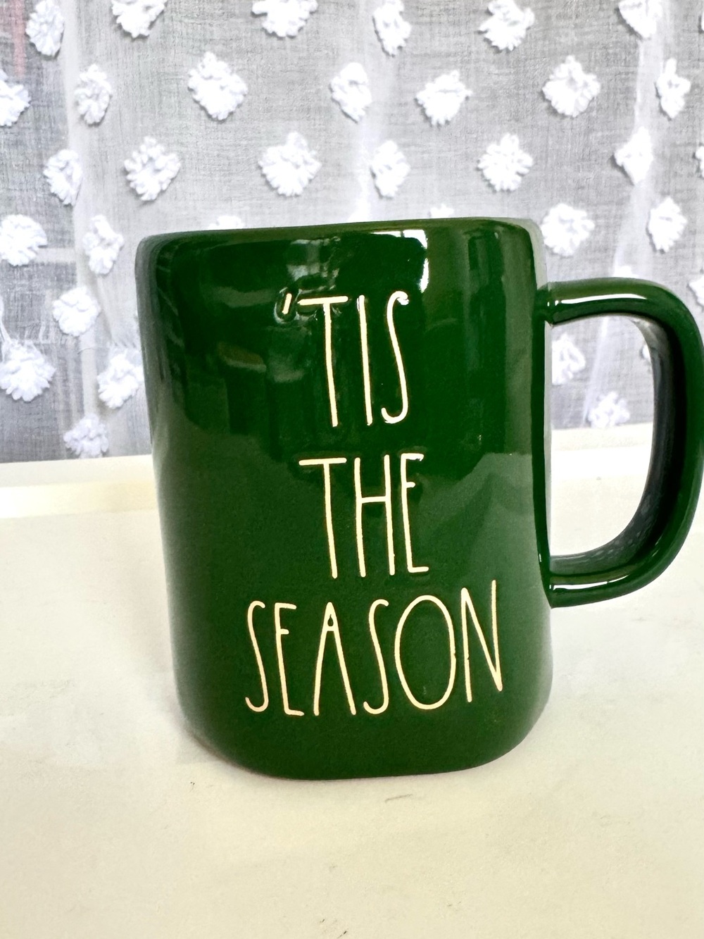 Rae Dunn Green Holiday 'Tis The Season Ceramic Mug